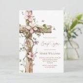 Aquarellblume Heilige Kreuztaufe Einladung (Stehend Vorderseite)