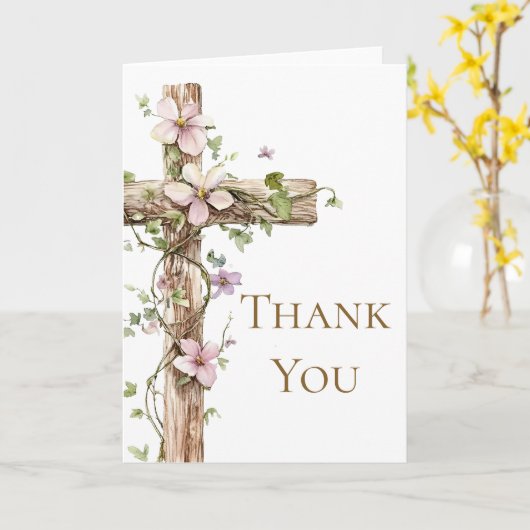 Aquarellblume Heiliges Kreuz Taufe Danke Karte (Gelbe Blume)