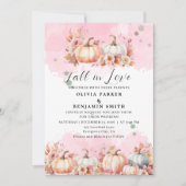 Aquarellblume Herbst Pink Pumpkin Hochzeit im Herb Einladung (Vorderseite)