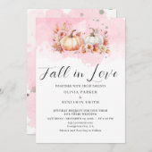 Aquarellblume Herbst Pink Pumpkin Hochzeit im Herb Einladung (Vorne/Hinten)