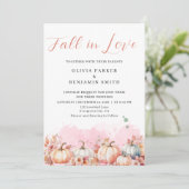 Aquarellblume Herbst Pink Pumpkin Hochzeit im Herb Einladung (Stehend Vorderseite)