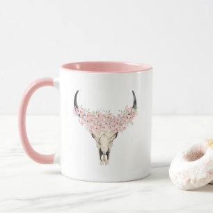 Aquarellblume Hirschschädel Tasse