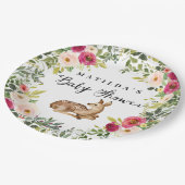 Aquarellblume Hirschwald Babydusche Party Pappteller (Schrägansicht)