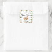 Aquarellblume Hirschwald Babydusche Party Quadratischer Aufkleber (Tasche)