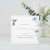 Aquarellblume Hummingvogel Feier des Lebens Einladung (Stehend Vorderseite)
