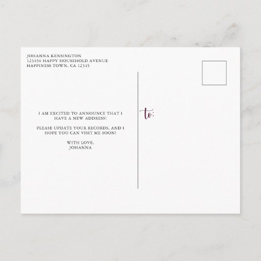 Aquarellblume Ich habe eine neue Adresse Moving An Ankündigungspostkarte (Rückseite)