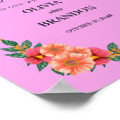 Aquarellblume in Goldrahmen Hochzeitsempfang Poster (Ecke)