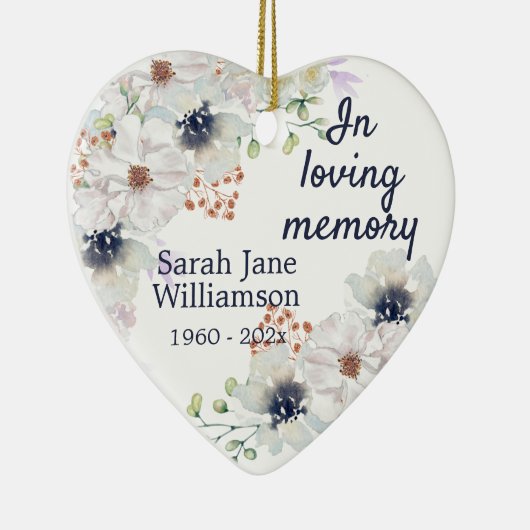 Aquarellblume in liebender Erinnerung Keramik Ornament (Rechts)