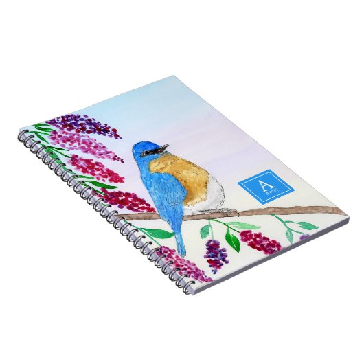 Aquarellblume in Wisteria Tree Monogram Notizblock (Rechte Seite)