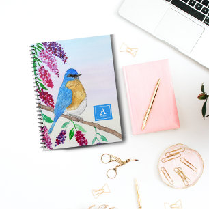 Aquarellblume in Wisteria Tree Monogram Notizblock