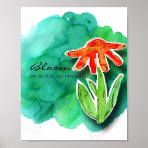 Aquarellblume Inspirationsquelle Kutout Collage Poster