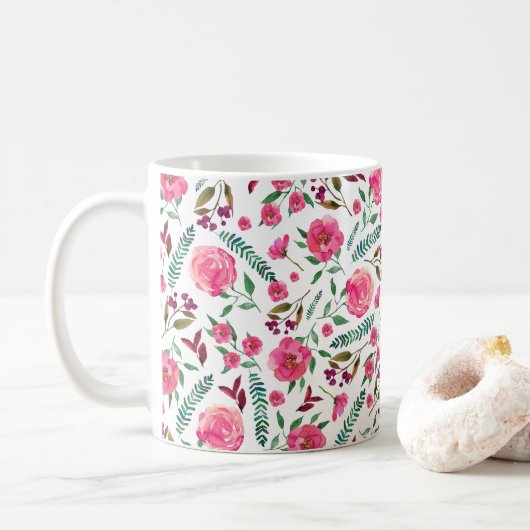 Aquarellblume Kaffeetasse (Mit Donut)
