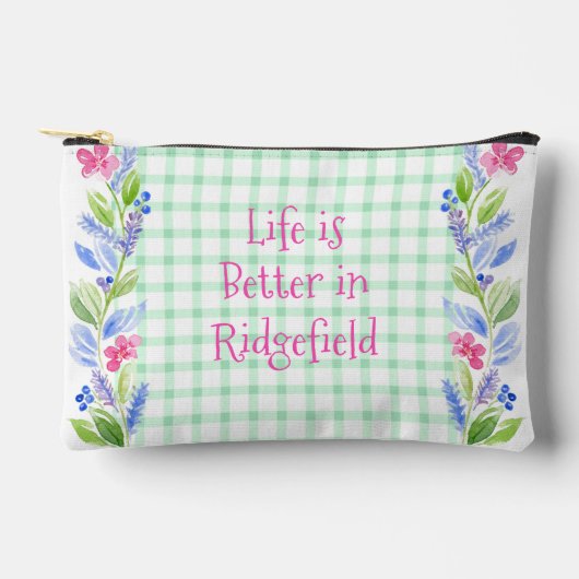 Aquarellblume Karo Leben ist besser Ihre Stadt Zubehörtasche (Vorderseite)