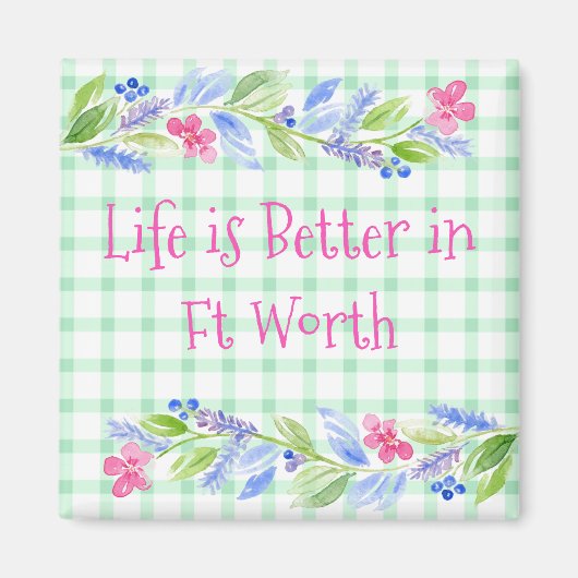 Aquarellblume Karo LIFE ist ein besserer Stadtname Magnet (Vorne)