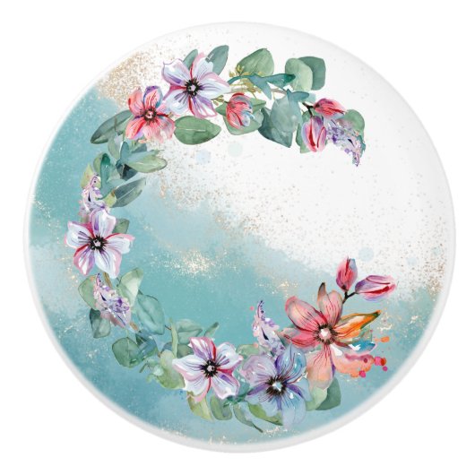 Aquarellblume Keramikknauf (Vorderseite)