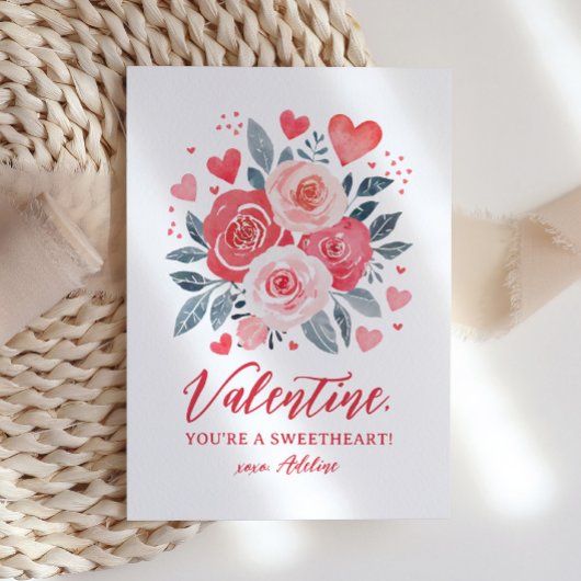 Aquarellblume Kinder Valentinstag Mitteilungskarte