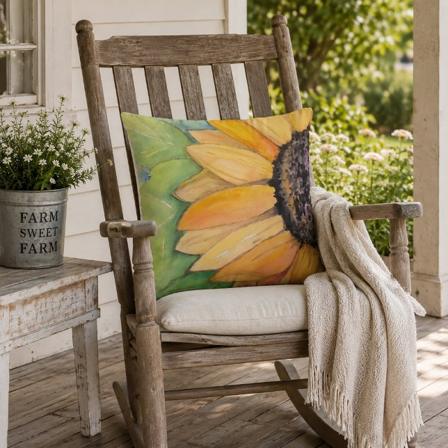 Aquarellblume Kissen (Rustic Sunflower Pillow)