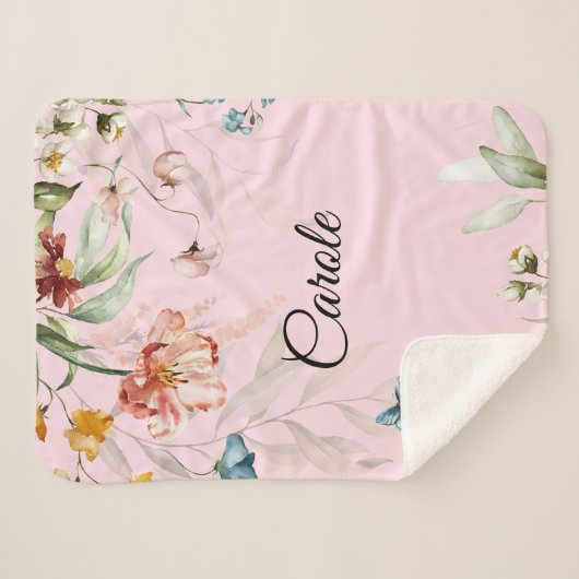 Aquarellblume, kleine Krippe oder Rolle Sherpadecke (Vorderseite (Horizontal))