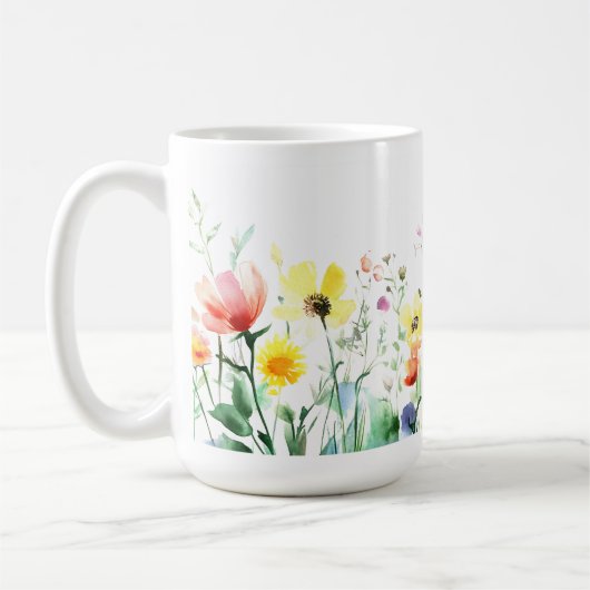 Aquarellblume Kunst 🌺 Kaffeemaschine 15oz Kaffeetasse (Links)
