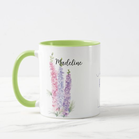 Aquarellblume Larkspur Juli Blume Tasse (Links)
