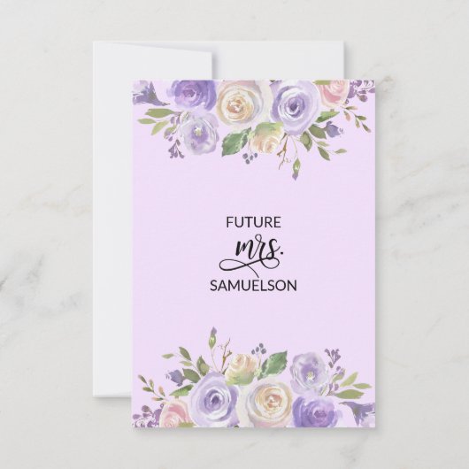 Aquarellblume Lavendel Lila Brautparty Einladung (Rückseite)