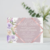Aquarellblume Lavendel Lila Brautparty Einladung (Stehend Vorderseite)