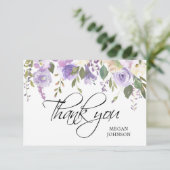 Aquarellblume Lavendel Lila Bridal Wedding Dankeskarte (Stehend Vorderseite)