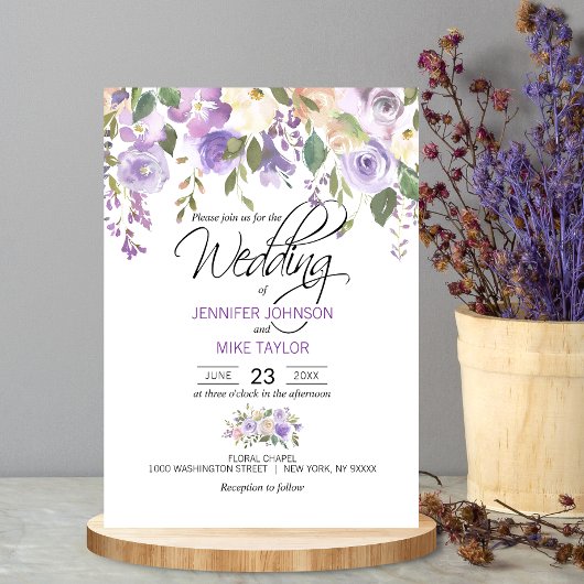 Aquarellblume Lavendel Lila Lilac Wedding Einladung