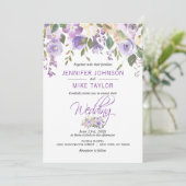 Aquarellblume Lavendel Lila Lilac Wedding Einladung (Stehend Vorderseite)