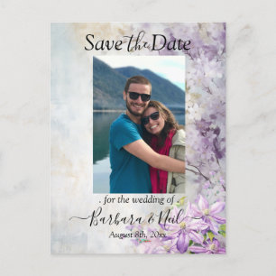 Aquarellblume Lavendel Save the Date Foto Postkarte