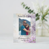 Aquarellblume Lavendel Save the Date Foto Postkarte (Stehend Vorderseite)