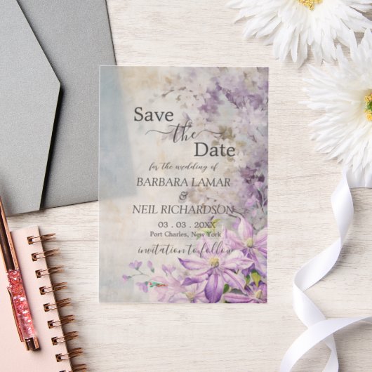 Aquarellblume Lavendel Save the Date Pergament Einladungen (Hochzeit)