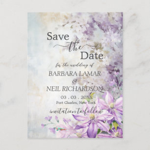 Aquarellblume Lavendel Save the Date Postkarte