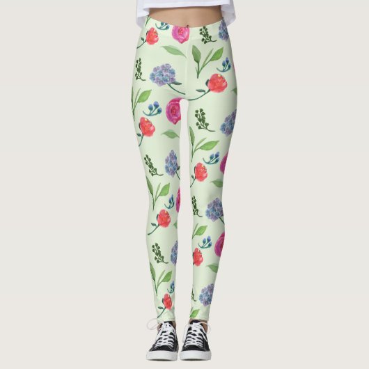 Aquarellblume Leggings (Vorderseite)