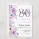 Aquarellblume Lila 80. Geburtstag Einladung (Vorderseite)