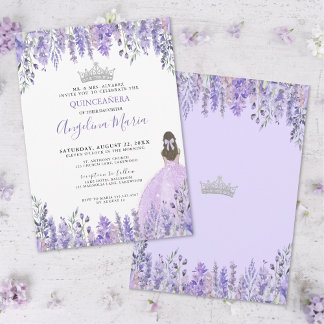 Aquarellblume Lila Quinceanera Einladung