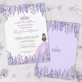 Aquarellblume Lila Quinceanera Einladung