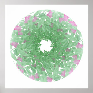 Aquarellblume Mandala Poster