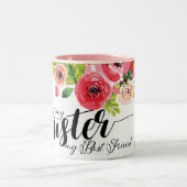 Aquarellblume Meine Schwester, mein bester Freund  Zweifarbige Tasse (Mittel)