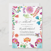 Aquarellblume mexikanische Fiesta Virtual Wedding Einladung (Vorderseite)
