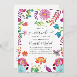 Aquarellblume mexikanische Fiesta Virtual Wedding Einladung