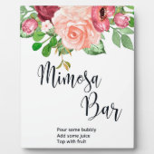 Aquarellblume Mimosa Bar Wedding Sign Plaque Fotoplatte (Vorderseite)