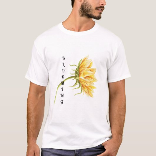Aquarellblume mit dem Text "Blühen" T Shirt (Vorderseite)