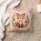 Aquarellblume mit Fox Kissen (Decke)