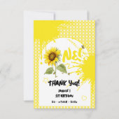 Aquarellblume mit Schmetterlingen 1. Geburtstag Dankeskarte (Vorderseite)