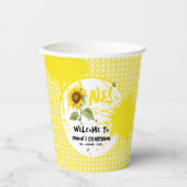 Aquarellblume mit Schmetterlingen 1. Geburtstag Pappbecher (Vorderseite)