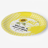 Aquarellblume mit Schmetterlingen 1. Geburtstag Pappteller (Schrägansicht)