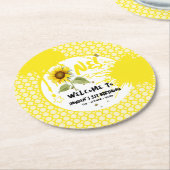 Aquarellblume mit Schmetterlingen 1. Geburtstag Runder Pappuntersetzer (Angewinkelt)