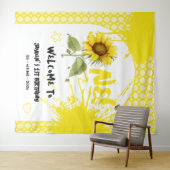 Aquarellblume mit Schmetterlingen 1. Geburtstag Wandteppich (Beispiel (Horizontal))