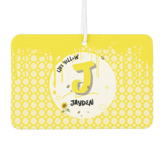 Aquarellblume mit Schmetterlingen wie Gelb Autolufterfrischer (Vorderseite)